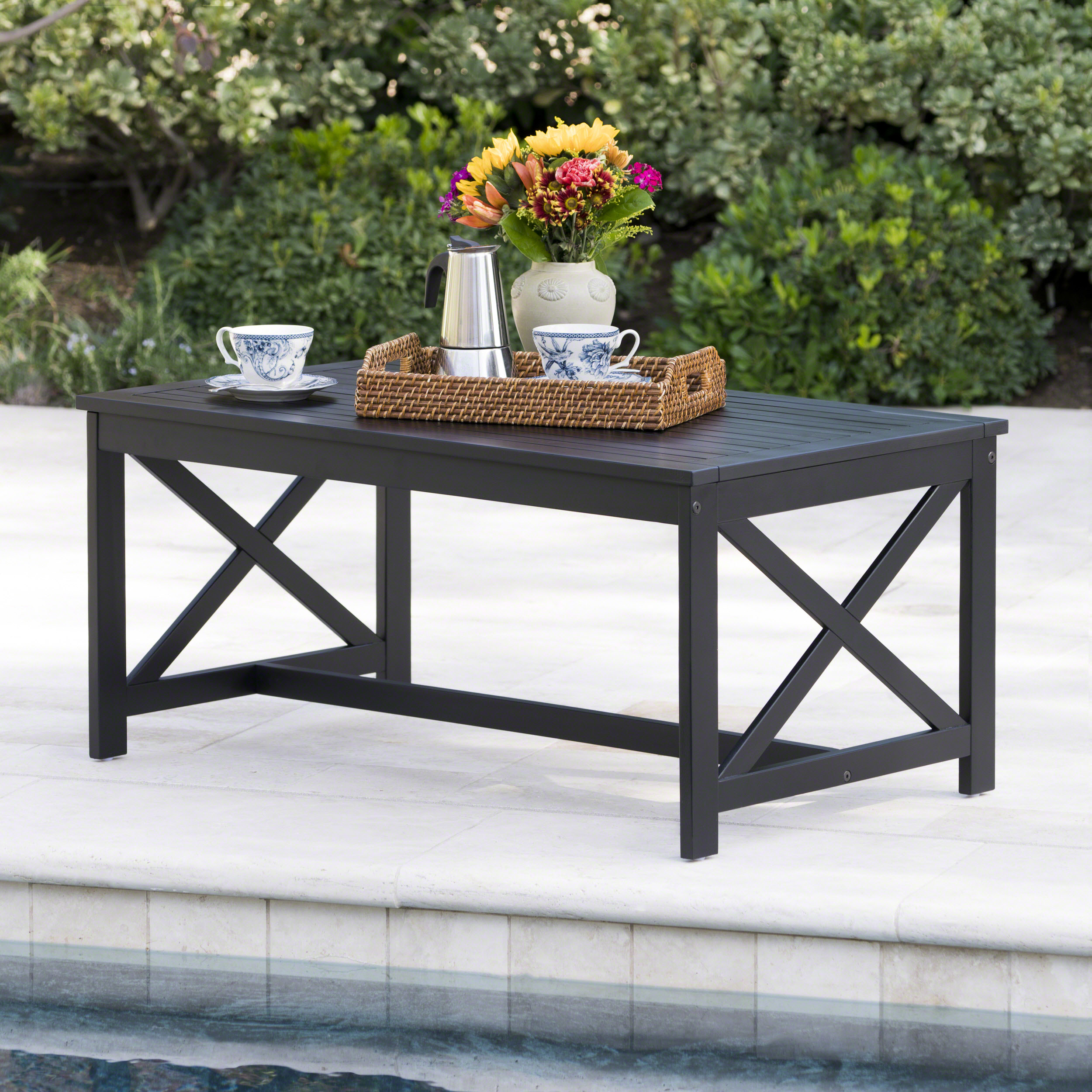 Ismus Outdoor Finished Acacia Wood Coffee Table - Black