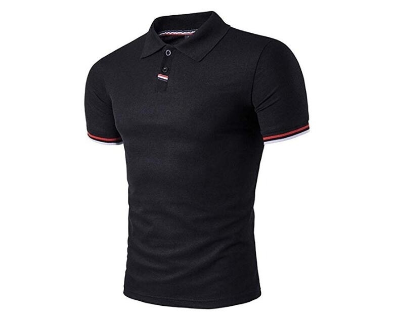 Men's Polo Shirt T-Shirt Lapel Fashion Stripe Splicing Outdoor Sports Short Sleeve - Black, XS