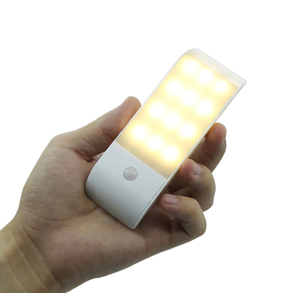 USB RECHARGEABLE 12 LED PIR MOTION SENSOR INDUCTION NIGHT LIGHT CABINET LAMP FAD 