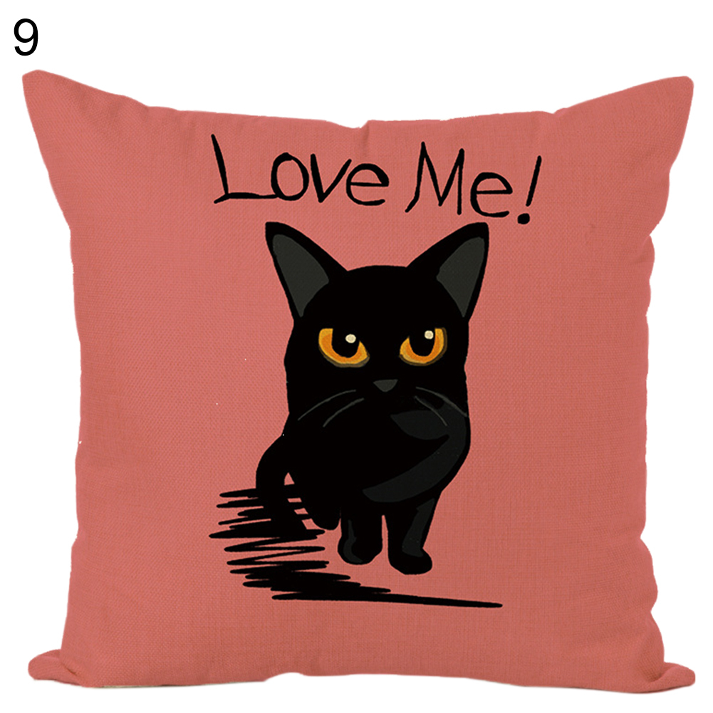18" Cartoon Cat Cotton Linen Pillow Case Throw Cushion Cover Vintage Home Decor 