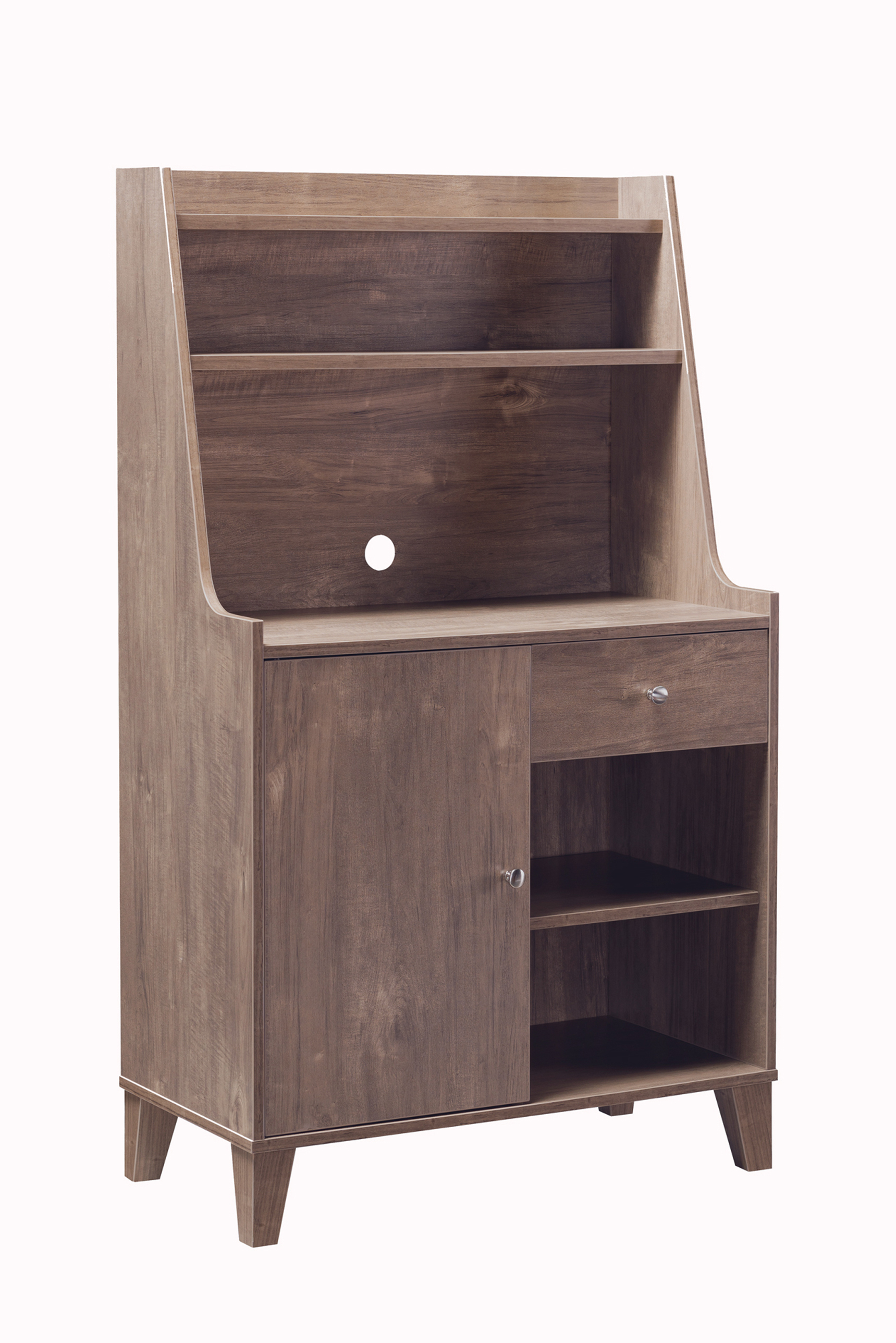Saltoro Sherpi Wooden 1 Door Bakers Cabinet with 2 Top Shelves and 1 Drawer, Brown
