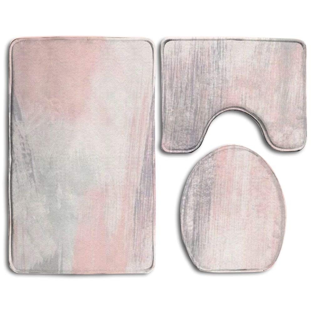 Must Have Pink Gray Painting 3 Piece Bathroom Rugs Set Bath Rug Contour Mat Toilet Lid Cover From Erehome Accuweather Shop