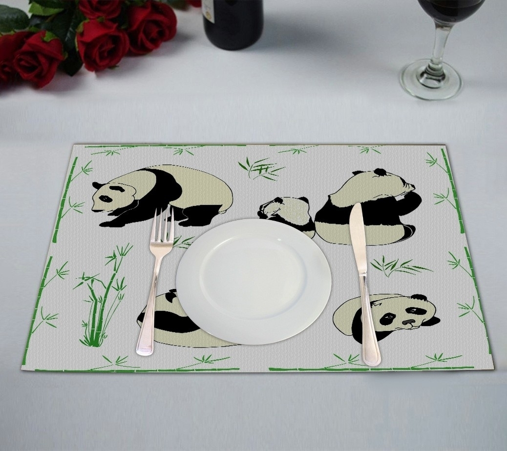 Panda Table Placemat Food Mat 12x18 Inch,Pack of 2 Pieces.