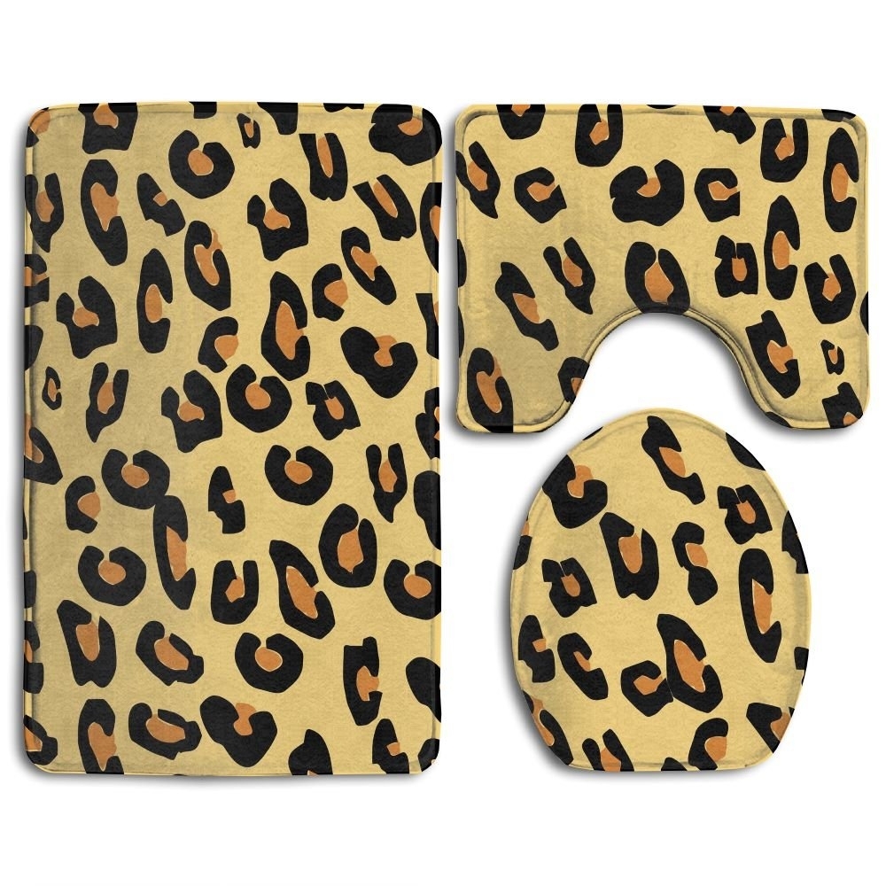 Leopard Skin 3 Pcs Bath Rug Contour Mat Toilet Lid Cover Shefinds