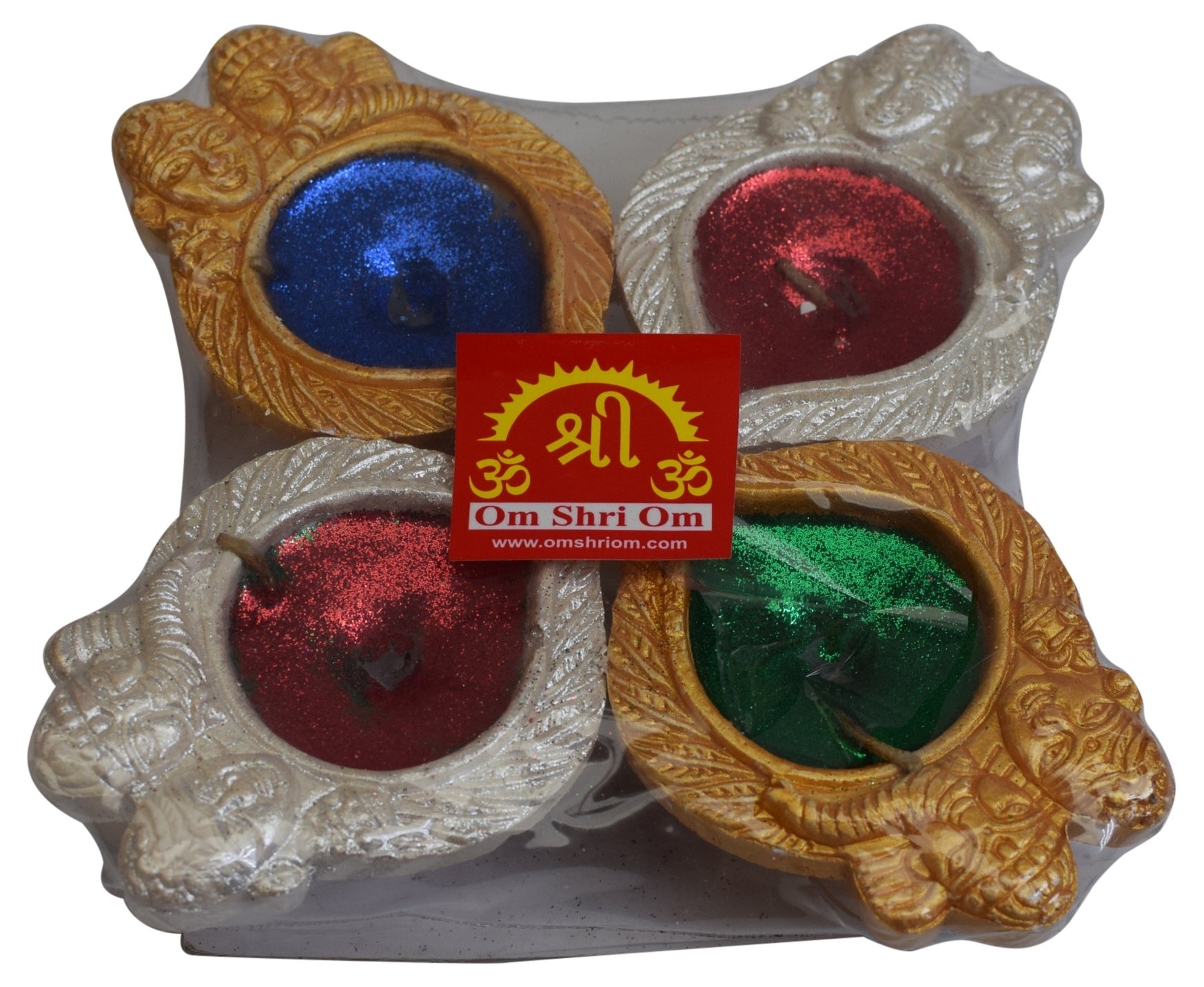 Set of 4 New Decorative Diya Oil Lamp Indial Traditional Puja Festival Gift