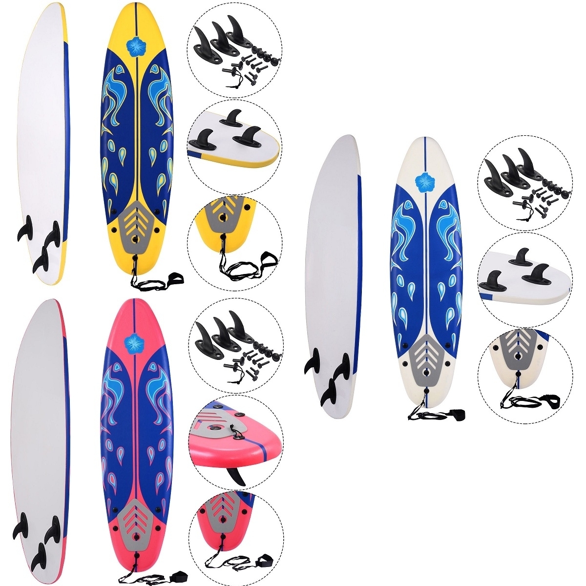 Costway 6' Surfboard Surf Foamie Boards Surfing Beach Ocean Body