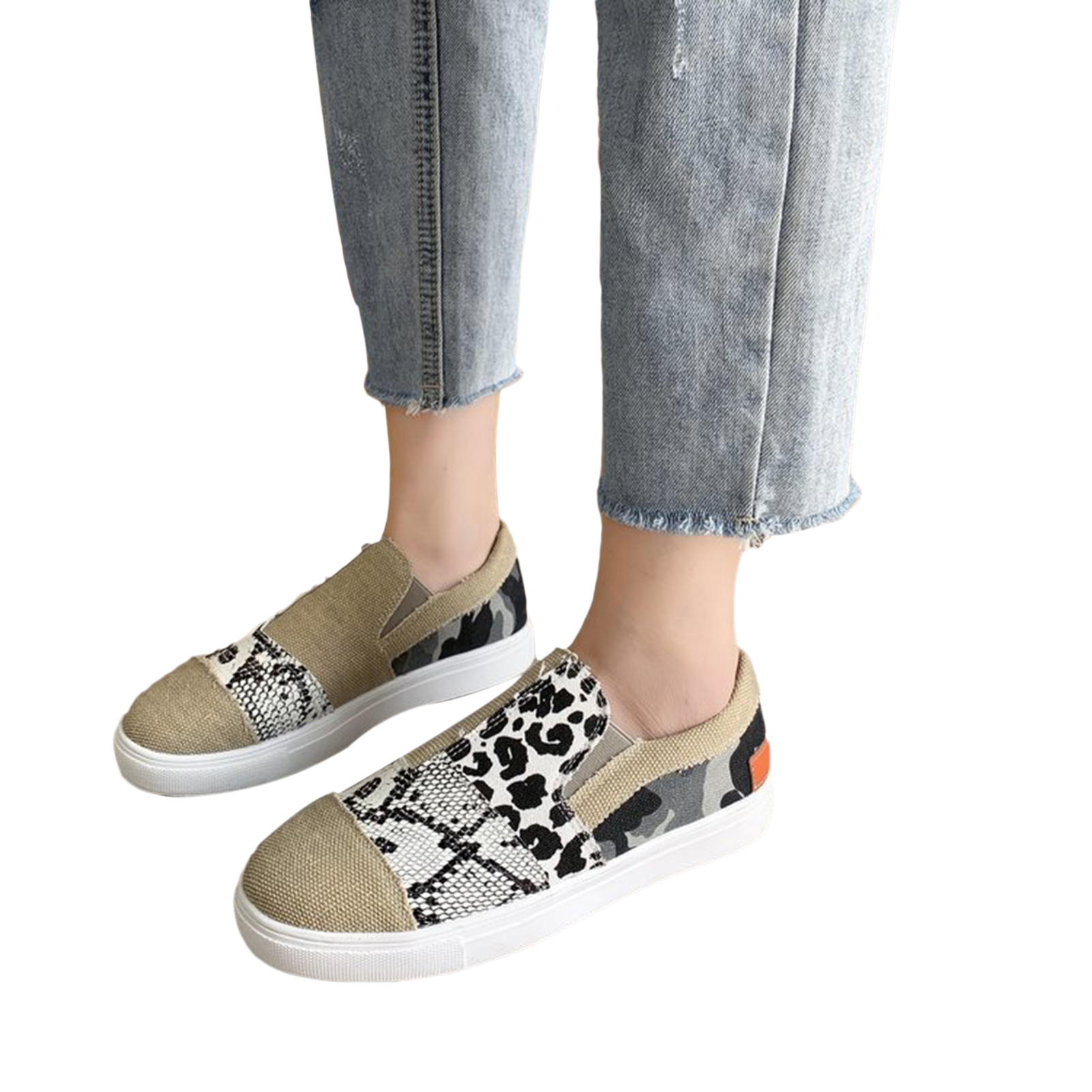 slip on round toe flat canvas sneakers