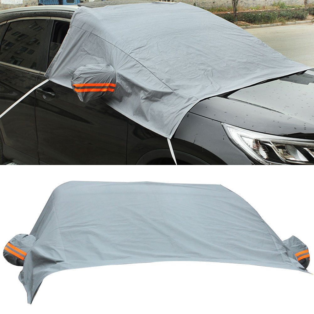Windproof Waterproof Anti-UV Auto Windshield Shade HOWIN Windshield Cover Car Windshield Cover for Snow Ice with Mirror Covers All Weather Guard Fits Most Cars 4 Magnetic Edges Elastic Hooks