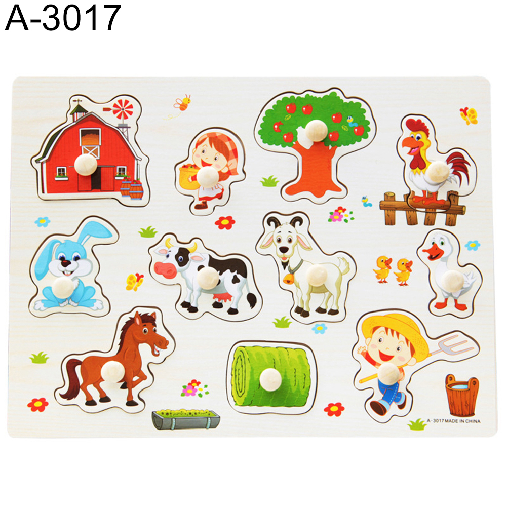 20x Wooden Cartoon Animal Jigsaw Board Toy for Preschool Children Educational 