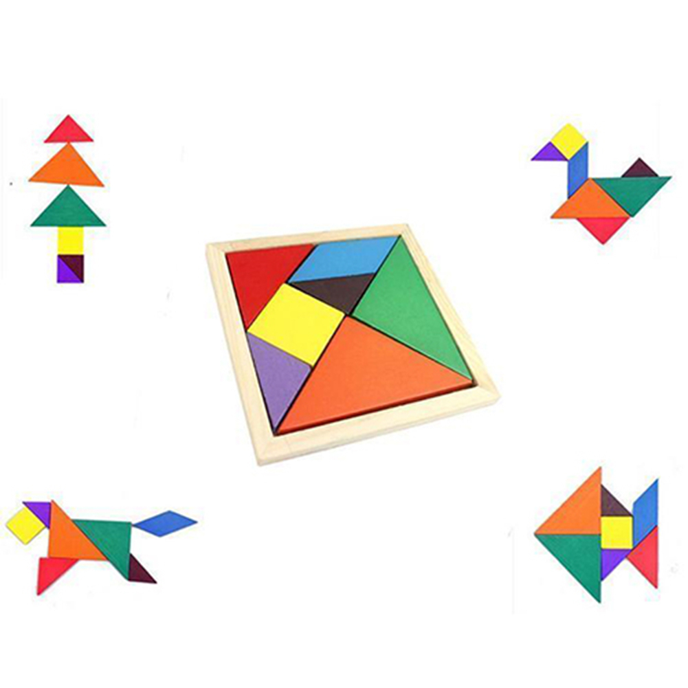 Color Wooden Tangram Brain Teaser Puzzle Educational Developmental Kids Toy _hg 