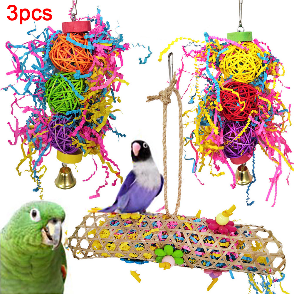 Bird Bell String Suspension Bridge Chain Hanging Squirrel Parakeet Cage Toys US 