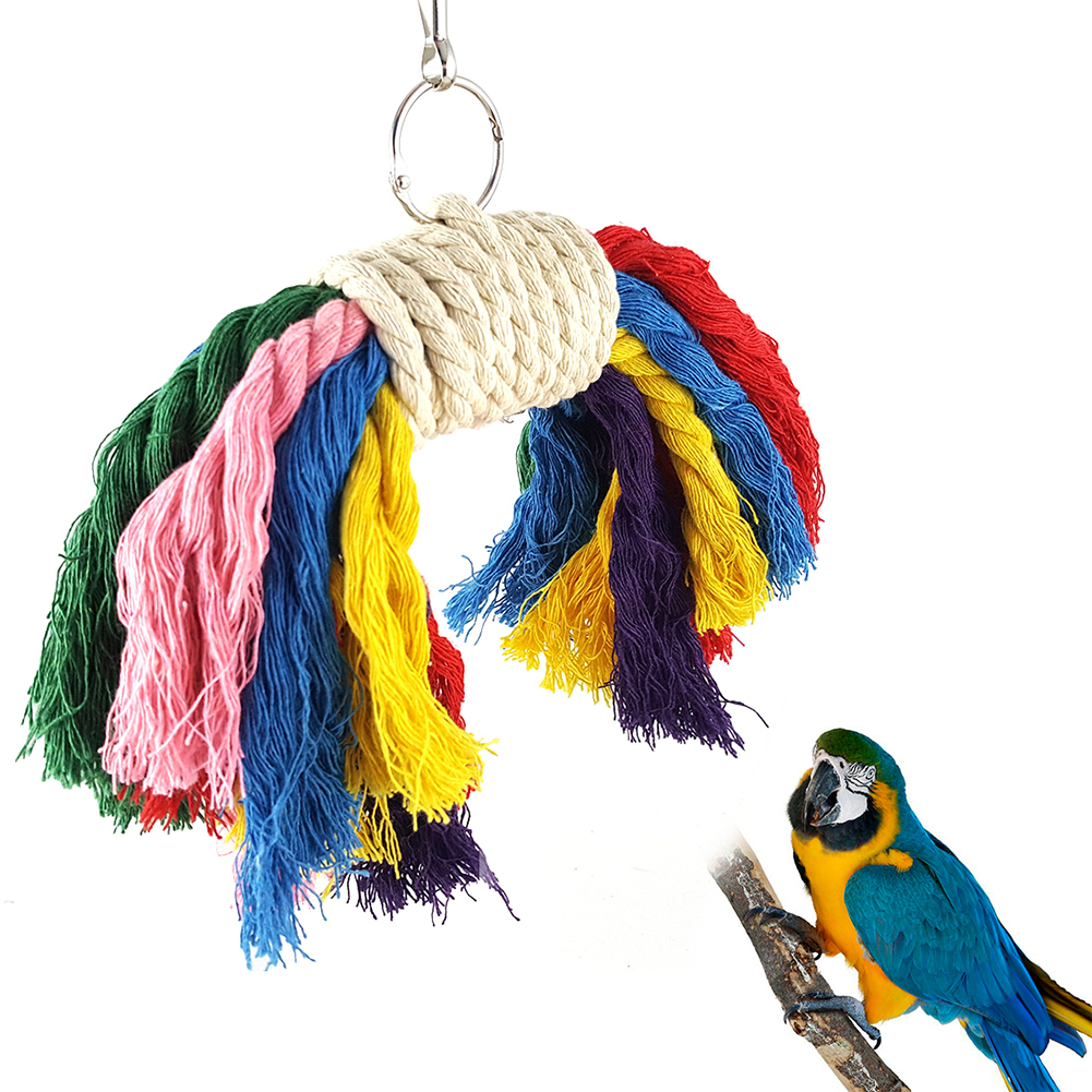 Parrot Bird Cage Toy Game Hanging Rope Climbing Buckles Swing Ladder Birds Toys 