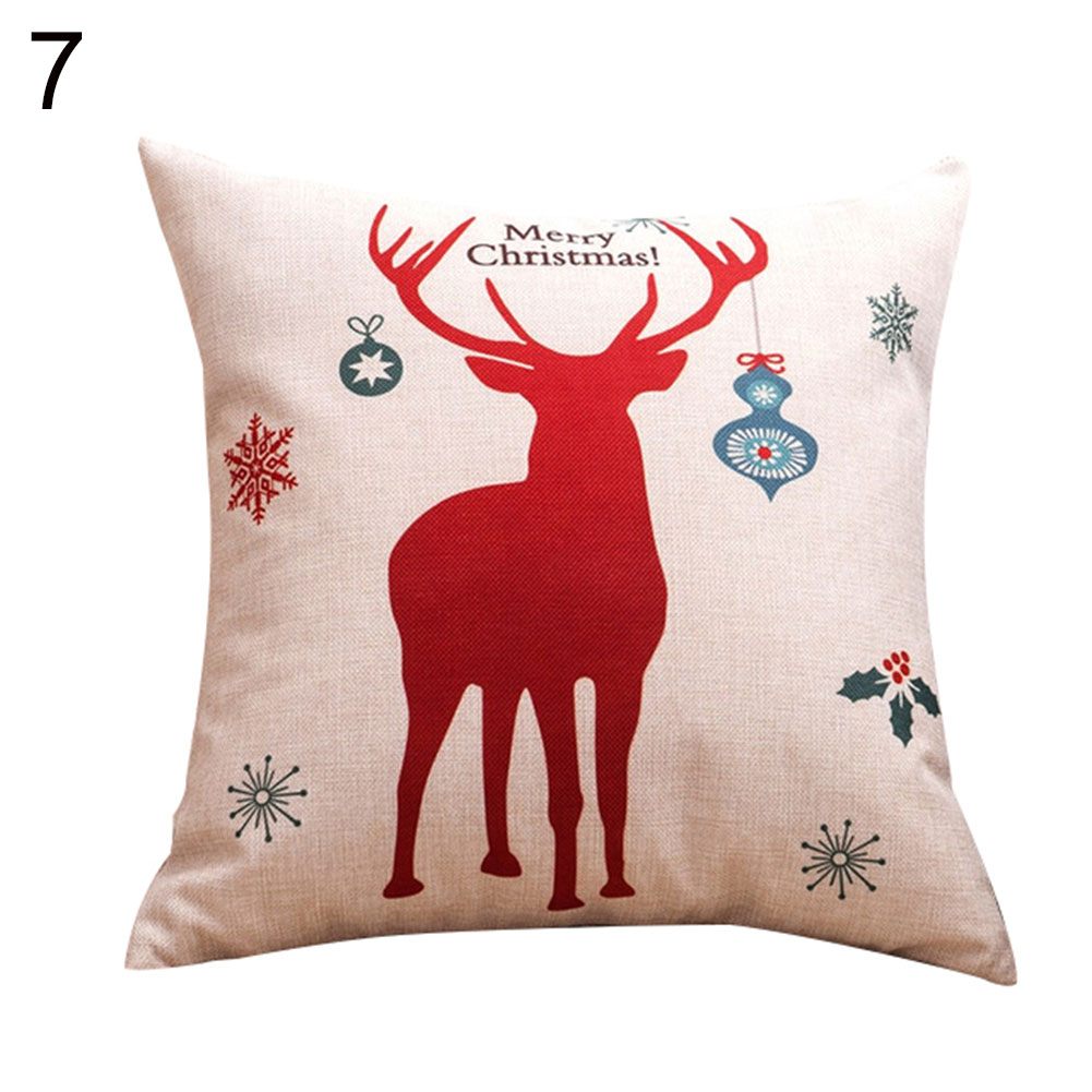 Cute Xmas Reindeer Santa Hat Antlers Christmas Red Men Woman Throw Pillow Multicolor 18x18 YO 