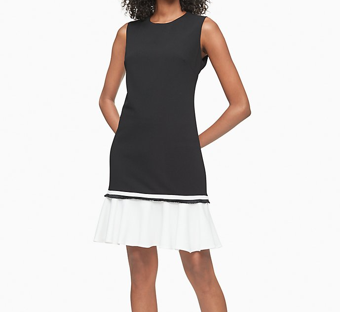 Calvin Klein Colorblock Dress Size 14 Black/White