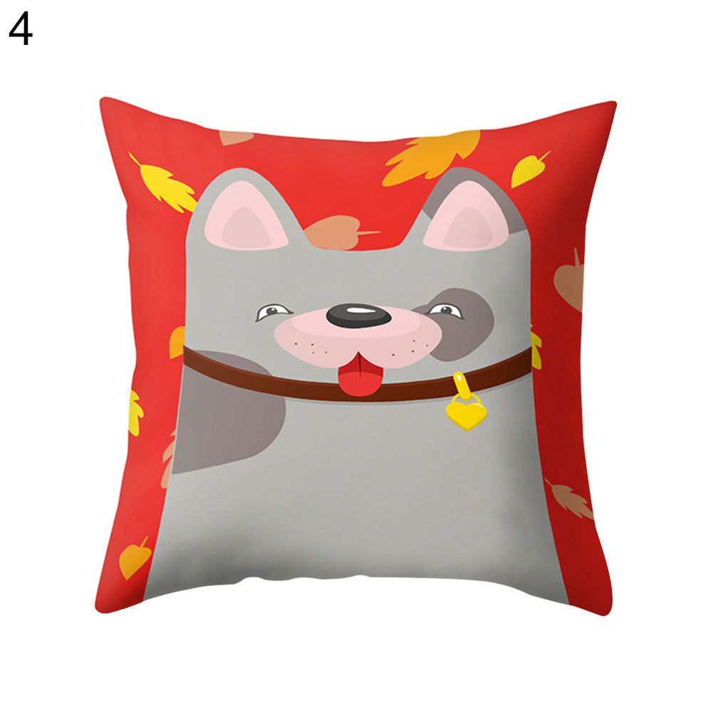 Cute Dog Animal Printed Pillow Case Throw Cushion Cover Sofa Bedroom Home Decor 