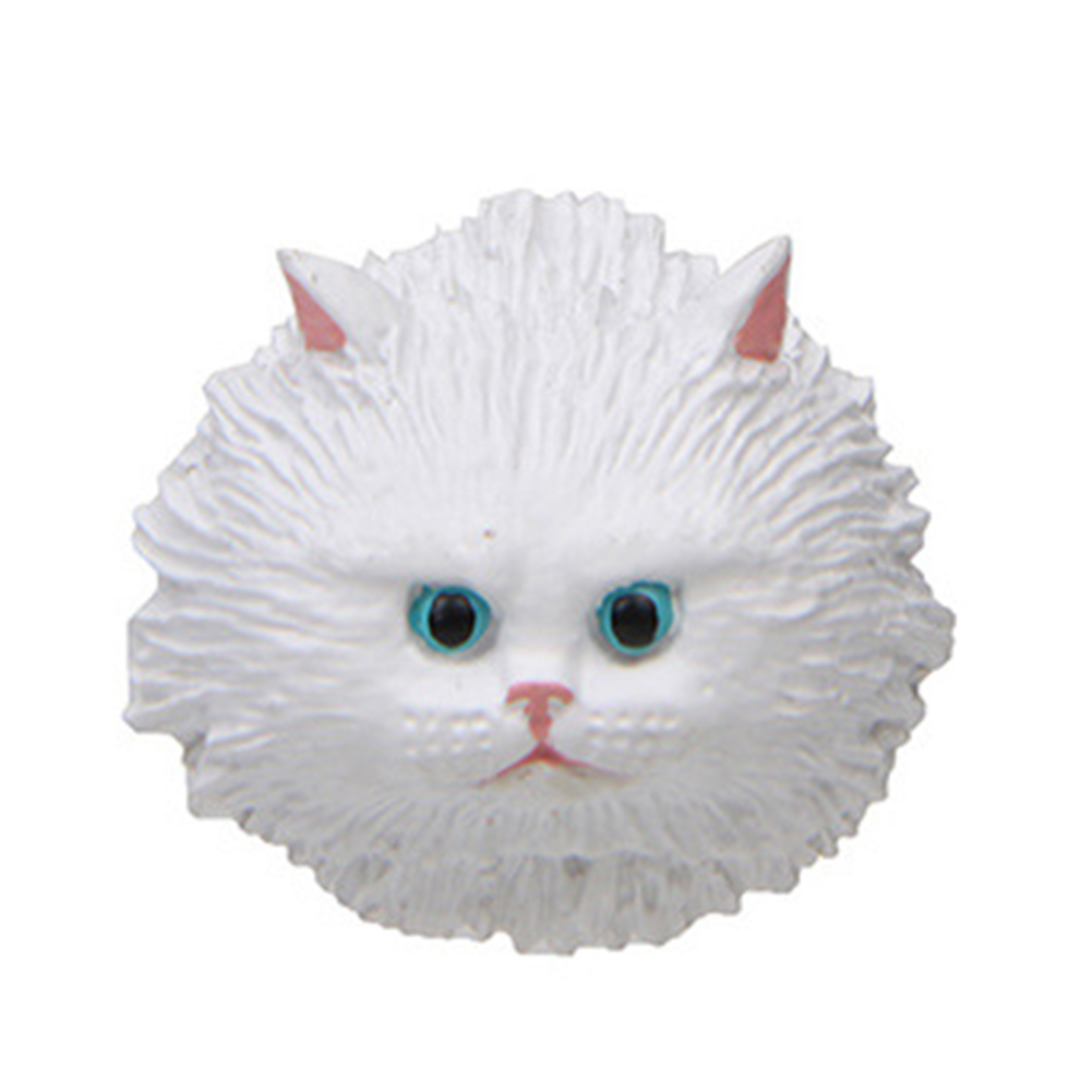 Cute Animal Cat Head Refrigerator Magnetic Sticker Resin Fridge Kitchen Decor - white