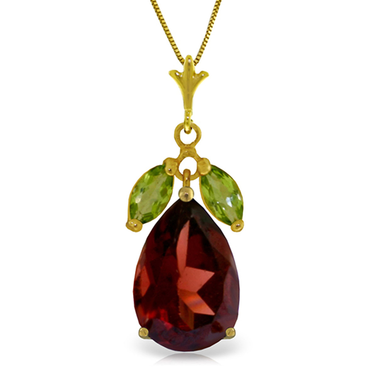 14K Yellow, White, Rose Gold Necklace With Natural Garnet And 