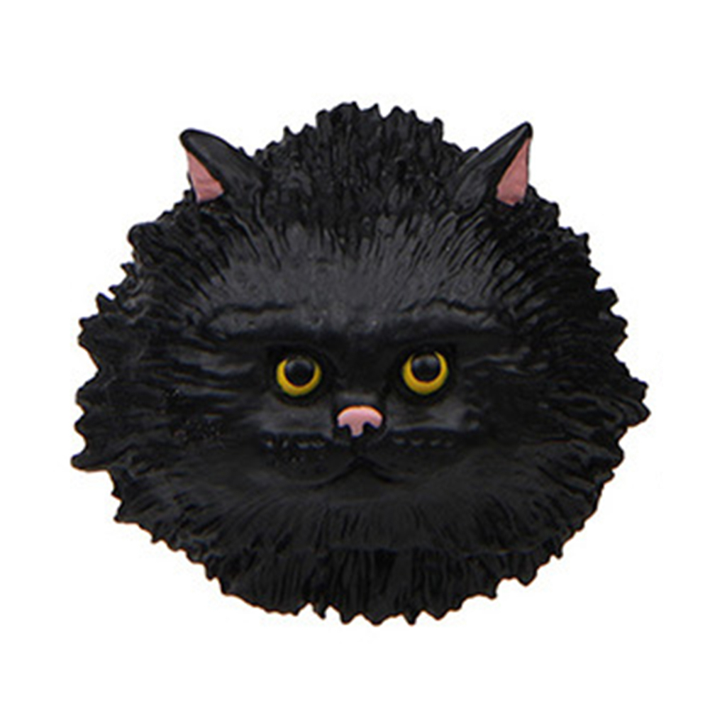 Cute Animal Cat Head Refrigerator Magnetic Sticker Resin Fridge Kitchen Decor - black