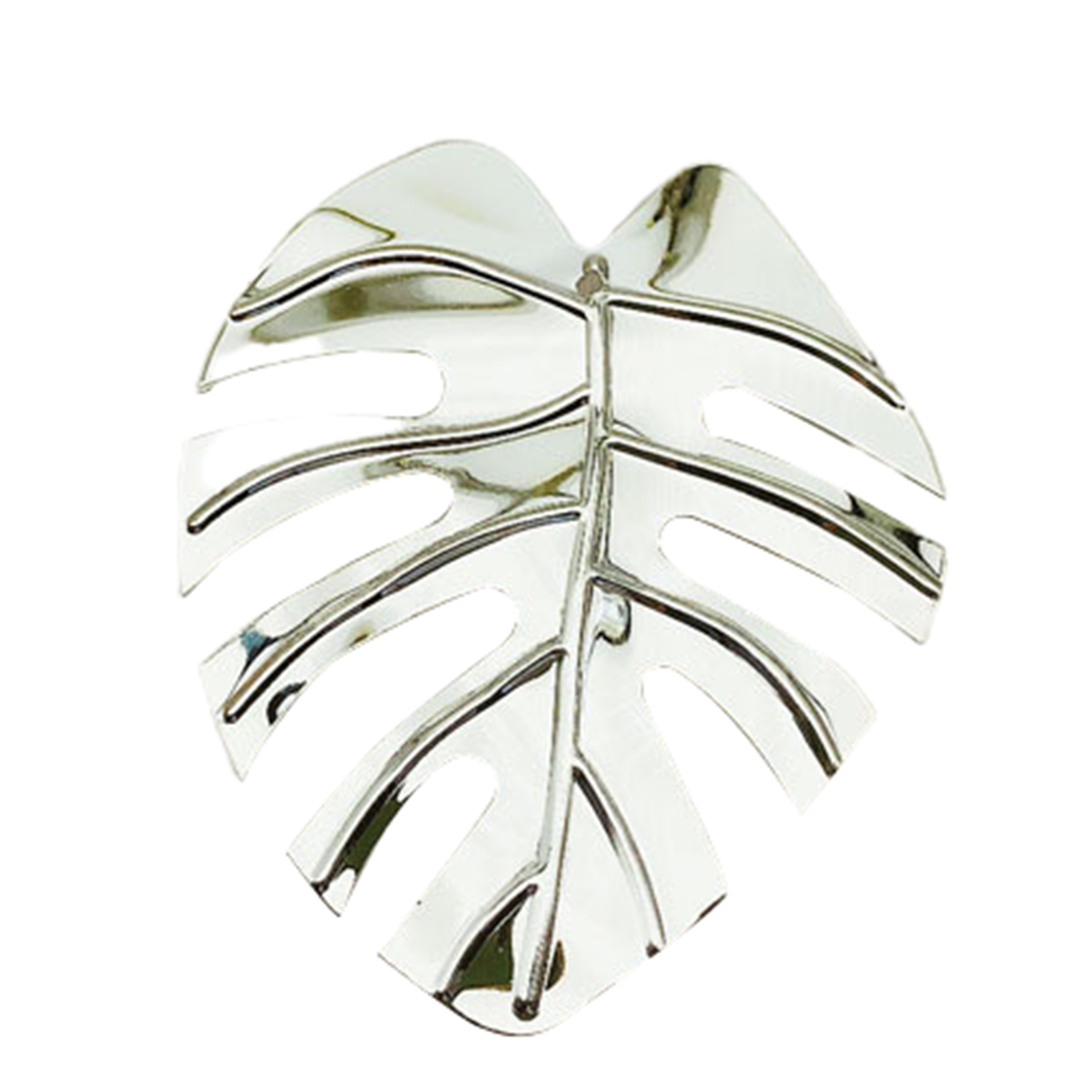 Eye-catching Napkin Ring Stylish Stainless Steel Creative Leaf Shape Napkin Holder for Kitchen - silver