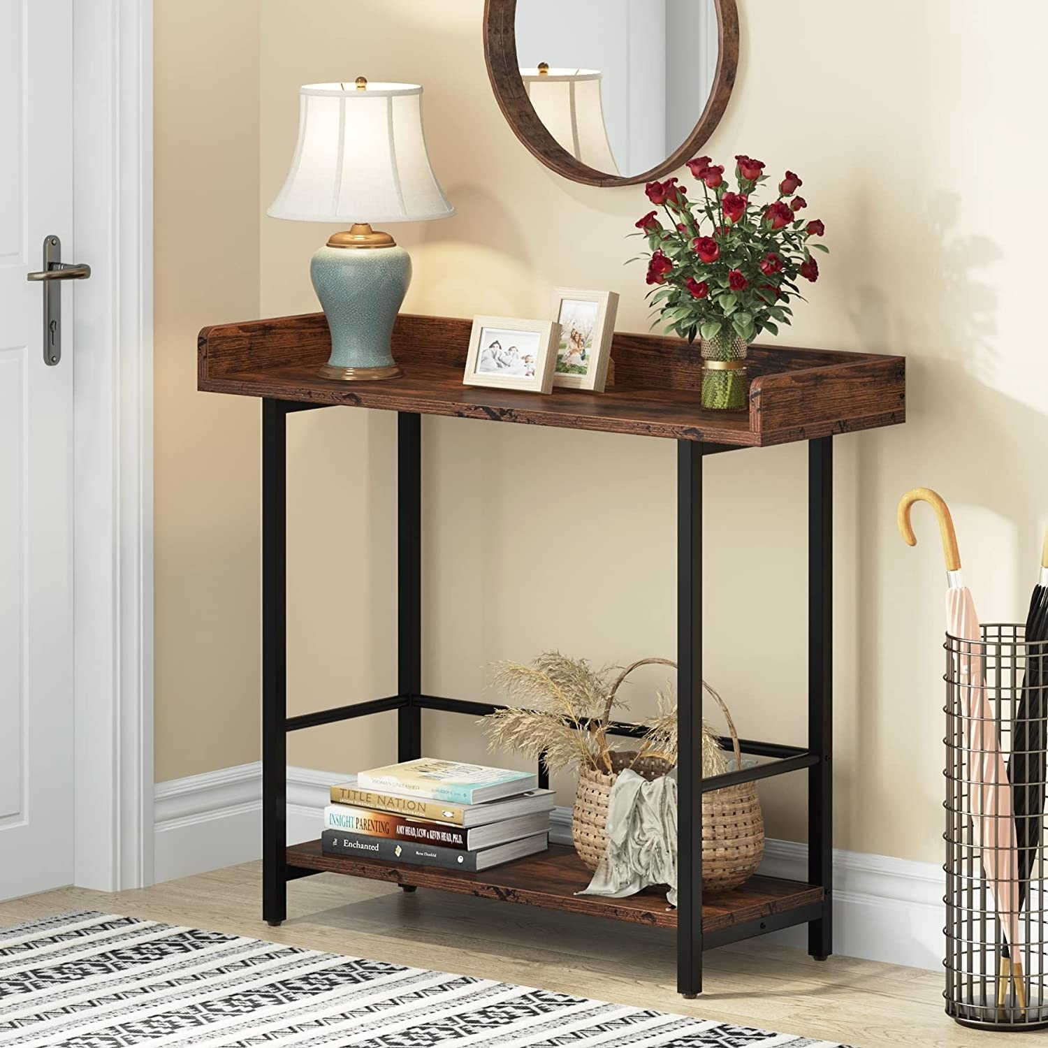 Rustic Industrial Deco Narrow Console Sofa Table Hallway Living Room Small Space 