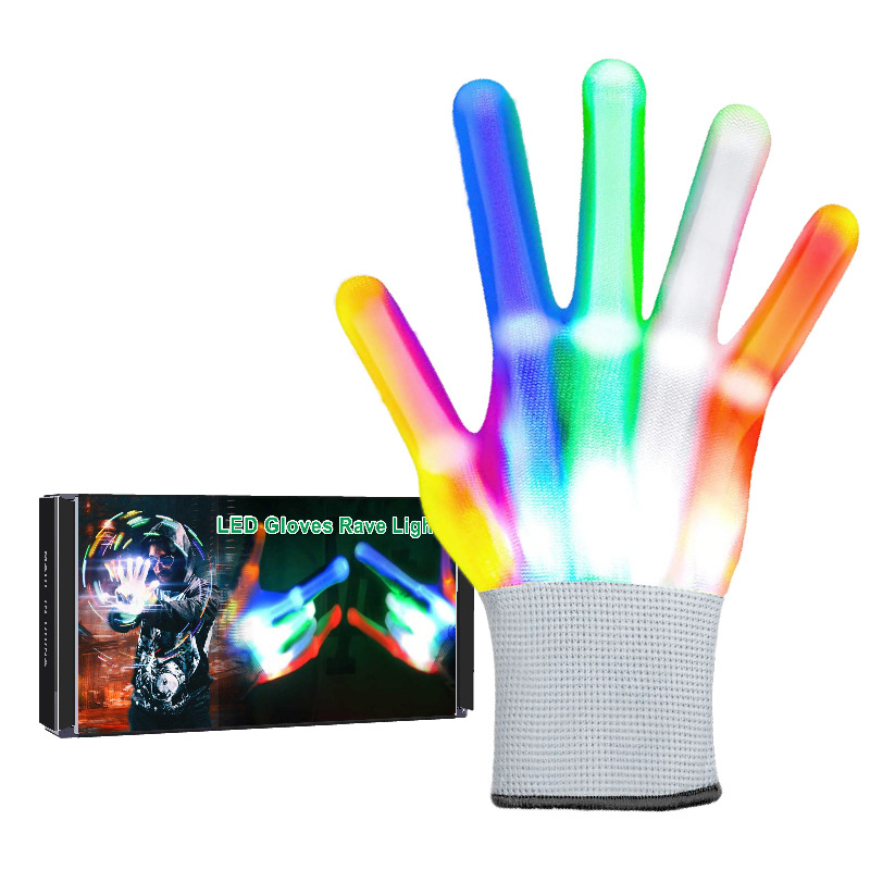 Hand Bones LED Glowing Gloves Rainbow Fluorescent Gloves - For Adults