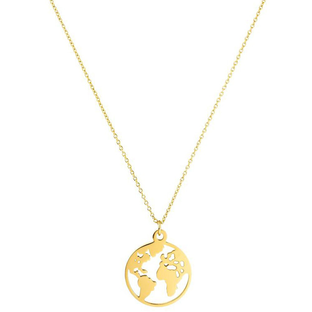 World Map Catus Pendant Necklace Hollow Round Women Men Jewelry Birthday Gift