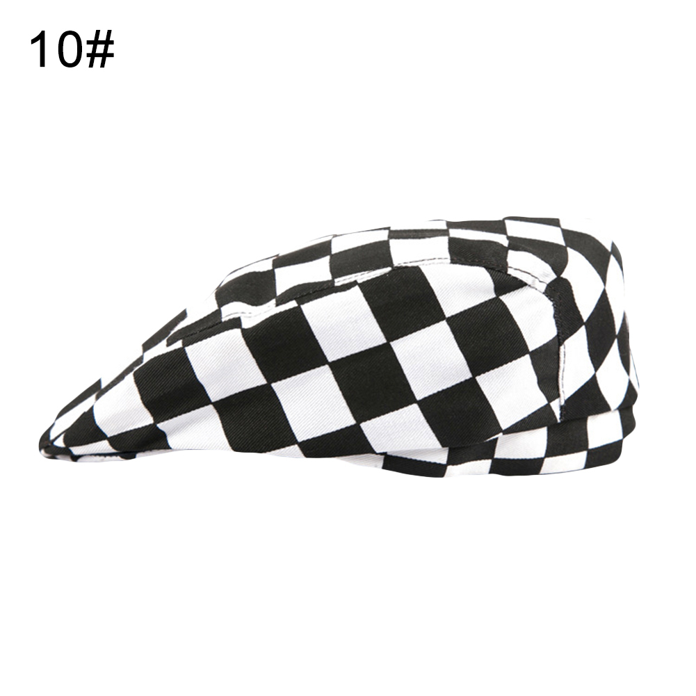 unisex cooks Chefs beret Chequered bakers cap. 