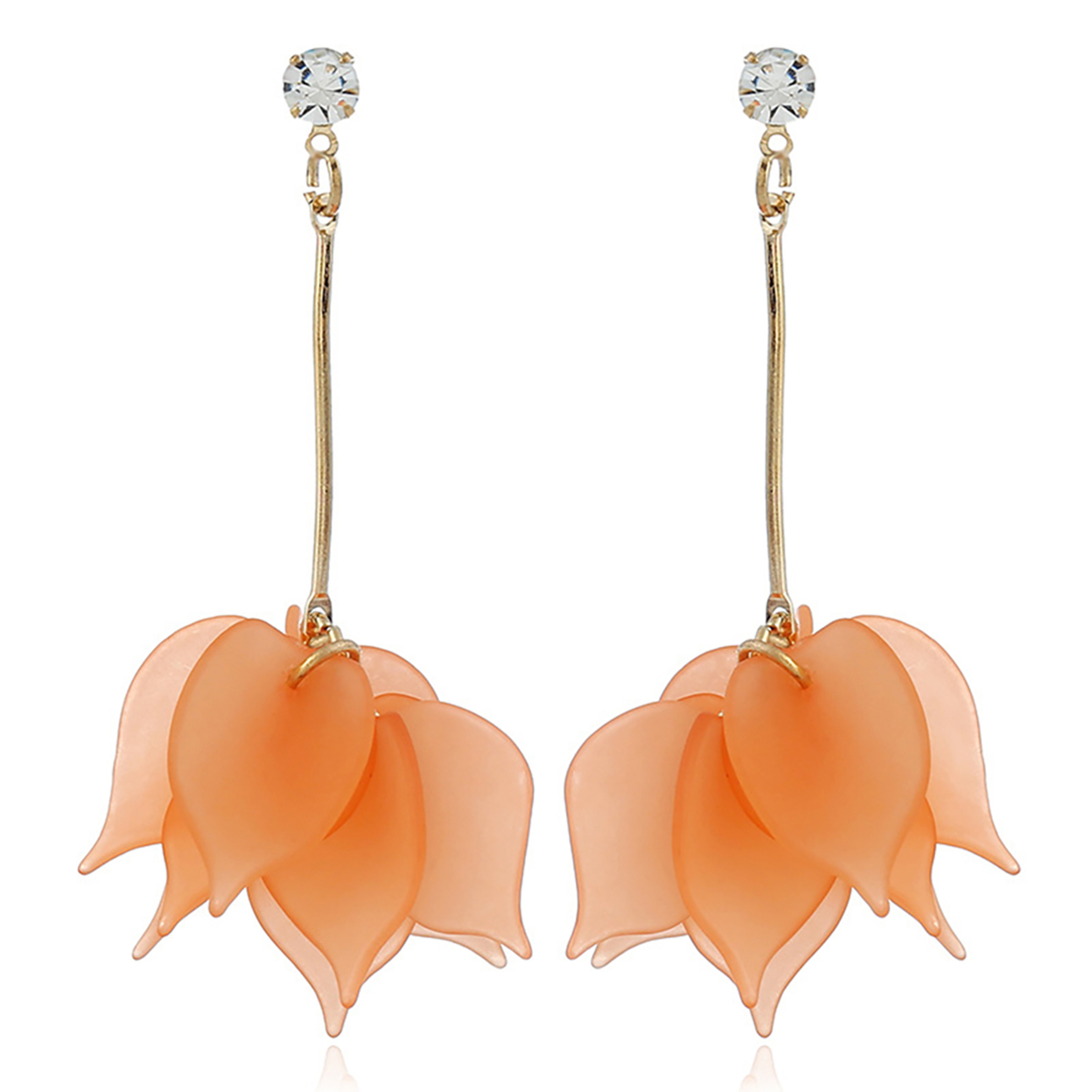 Alloy Flower Petals Jewelry Earrings Water Drop Pendant Stud Earrings for Womens