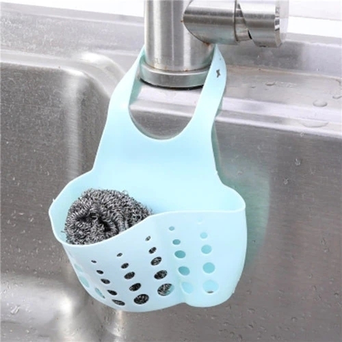 Sink Shelf Soap Sponge Drain Rack Silicone Storage Basket Bag Faucet Holder 
