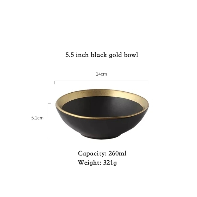 Details about   Gold Side Ceramic Plate Food Dish Rice Salad Bowl Dessert Plate Table Dinnerware 