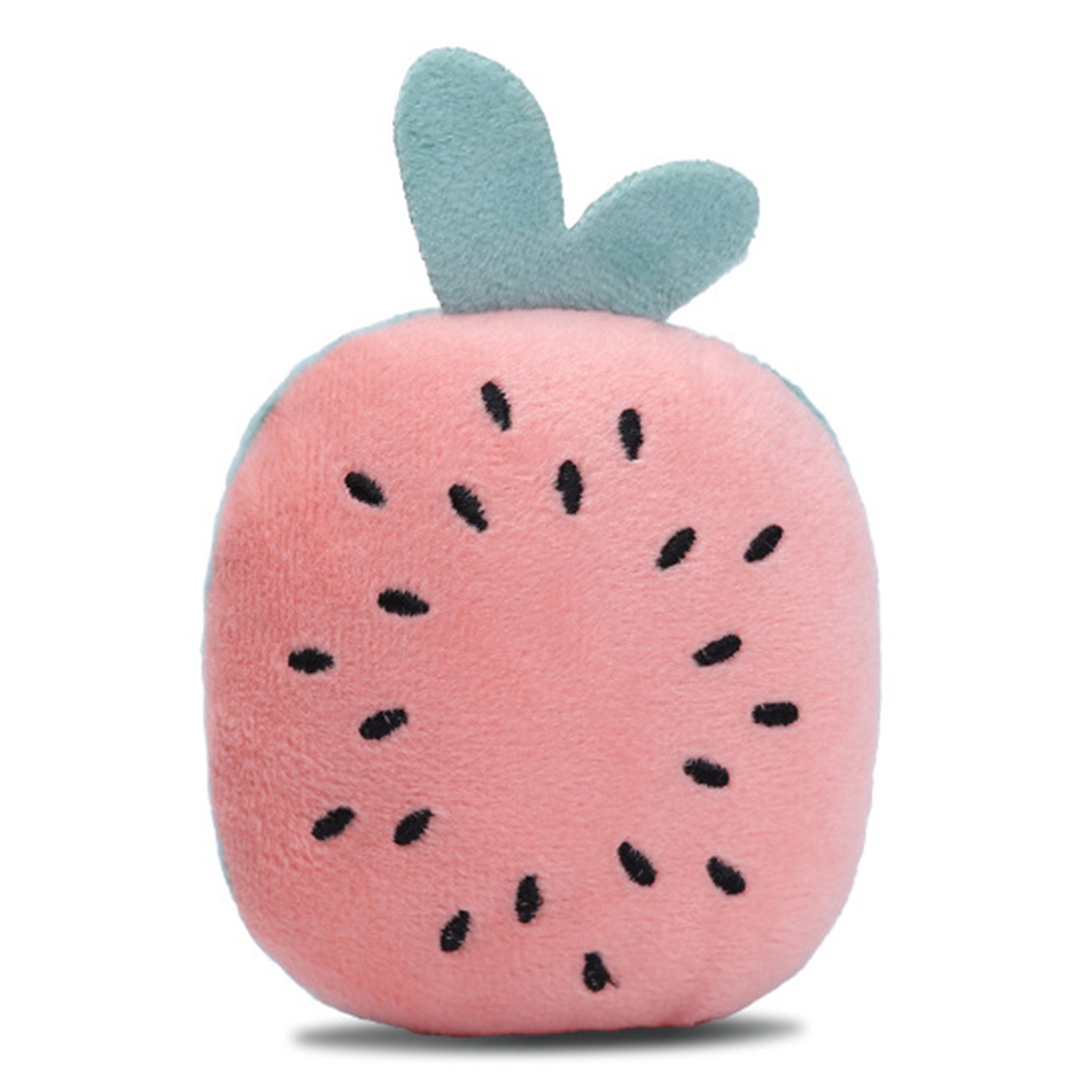 Pet Cat Plush Fruits Sounding Dog Toy Bite Resistant Teeth Cleaning Puzzle Doll - watermelon-red
