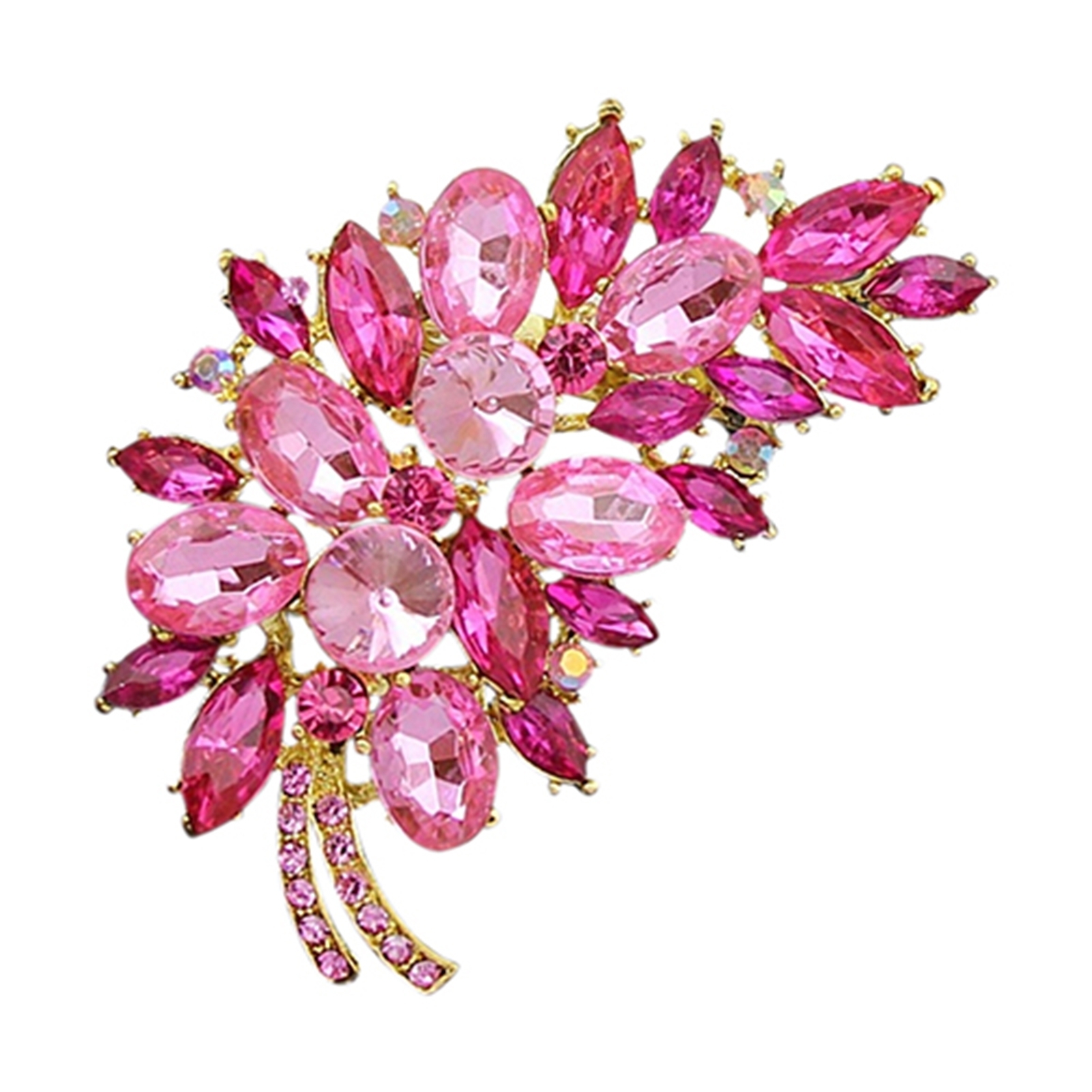Creative Bouquet Flowers Brooch Pin Shiny Crystal Rhinestone Breastpin Jewelry 
