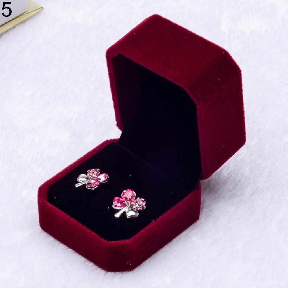 HOT Velvet Engagement Wedding Earring Ring Pendant Jewelry Display Box Gift 