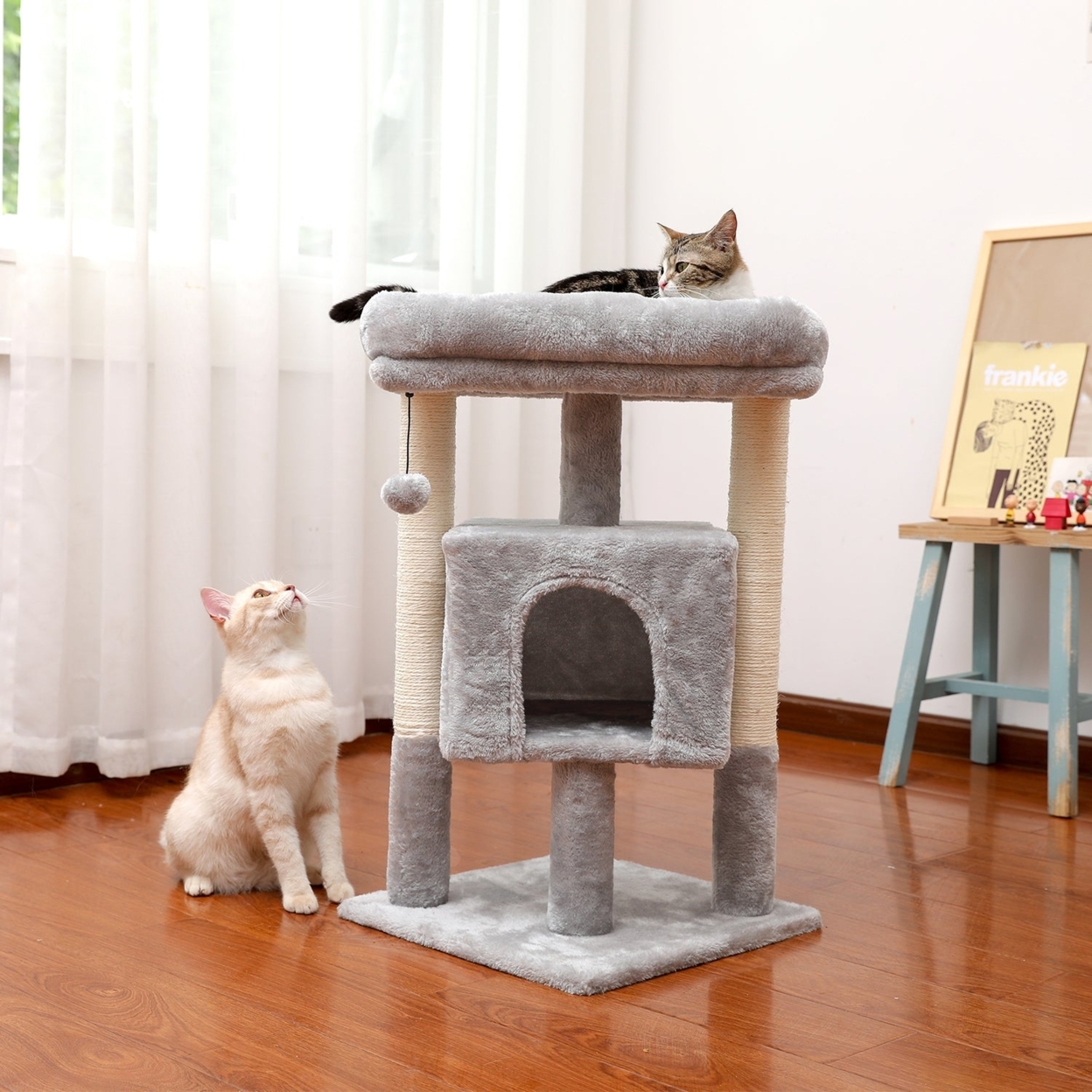 Dsermall Modern Small Cat Tree Cat Tower with Sisal Scratching Post ...